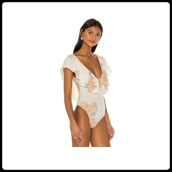 Free People Tops - FREE PEOPLE | INTIMATELY REVOLVE NWT MATILDA RUFFLE OVERLAY THONG BODYSUIT SZ L